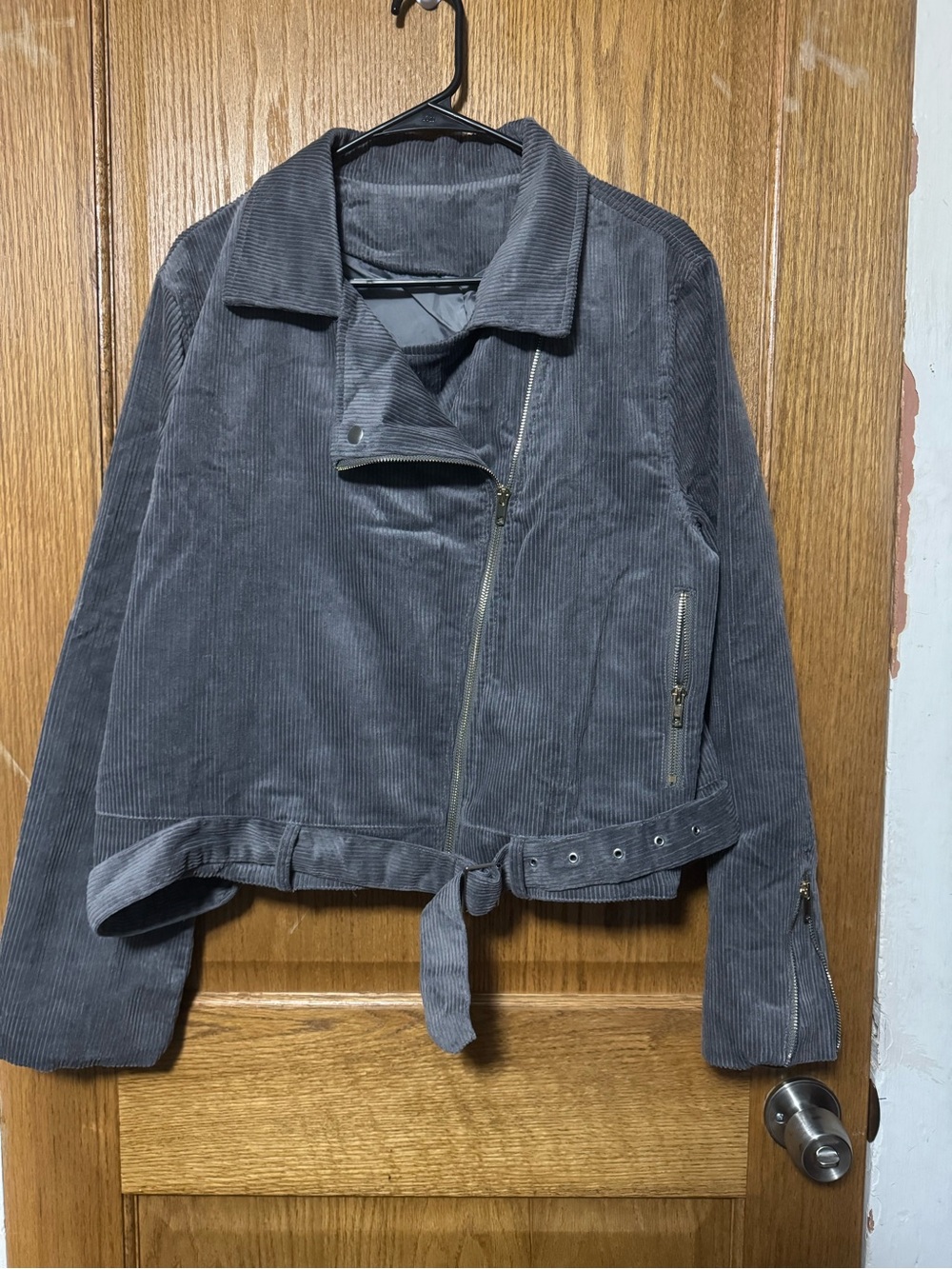 Corduroy Moto Bomber Jacket in Slate Gray
